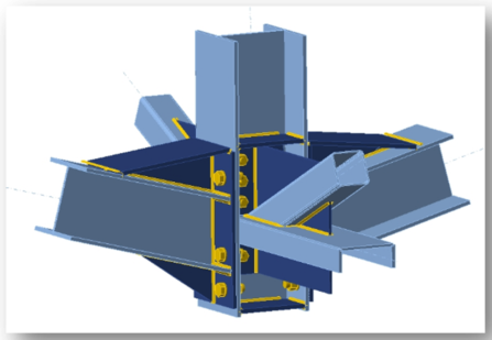 3D model of a structural steelwork connection
